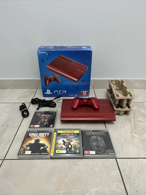 $219 • Buy Sony Playstation 3 Ps3 Super Slim Red 12gb In Box Complete With 4 Games