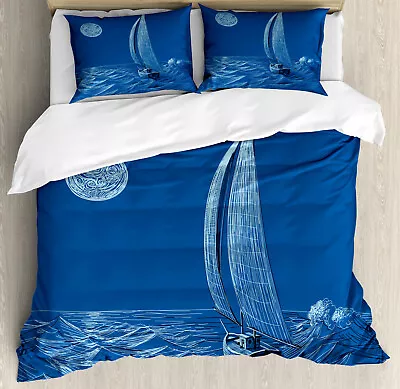 Blue Duvet Cover Set Sail Boat Ship • £32.99