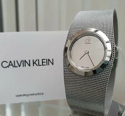 Authentic New CALVIN KLEIN SWISS MADE Ladies Watch MESH Bracelet Boxed RRP £250 • £98.99