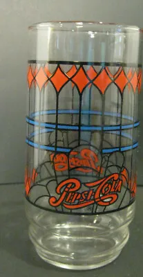 Pepsi Cola Cathedral Style Tiffany Stained Soda Glass Rounded Vintage 1970s • $7.35