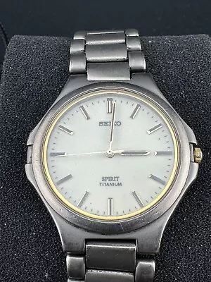 Seiko Spirit Men's Titanium Quartz Watch Luminous Dial 36mm 7N01-7100 • $99