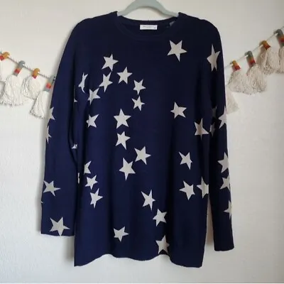 Equipment Femme 100% Cashmere Star Print Navy Blue Long Sleeve Sweater Casual S • £45.04