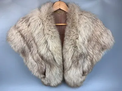£69.99 • Buy Arctic Fox Fur Ladies Shawl Wrap Stole Shrug. Light Grey & Brown. 1970's Vintage