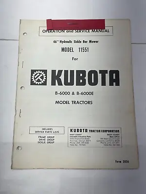 Kubota Operation And Service Manual For B6000 & B-6000E Model Tractors • $10