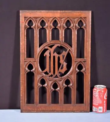 French Antique Gothic Revival Panel In Solid Oak Wood Salvage Early 1900's IHS • $345