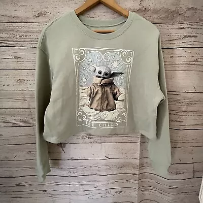 Star Wars The Mandalorian The Child Baby Yoda Cropped Pullover Sweater  Sz XL • $29