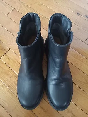 Miz Mooz Lass Ankle Boots Black Leather Women's 38 EU/US 7.5 Comfort Side Zip • $79