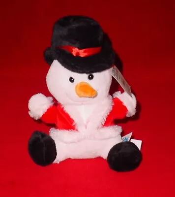Holiday Time Snowman * Black Hat And Red Coat  * New * 9 Inch ** • $8.53