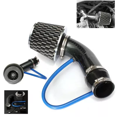 Carbon Fibre Car Cold Air Intake Filter Induction Pipe Power Flow Hose System • $57.29