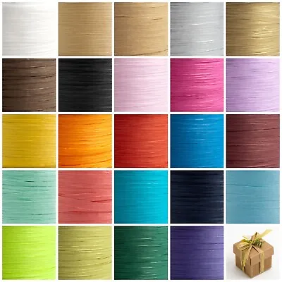 £6.95 • Buy 7mm Paper Raffia Ribbon - Favour Decoration Wrapping Crafts 5m Cut 100m Reel