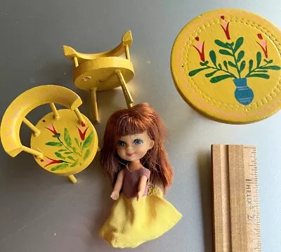 Vintage Mattel 1967 Liddle Kiddle  Skediddle Doll & Table & Chairs • $19