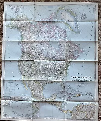 VINTAGE NORTH AMERICA WALL MAP National Geographic March 1952 • $6.75