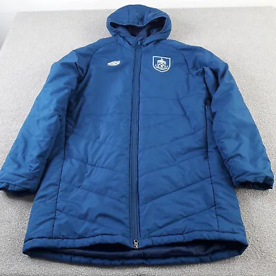 Burnley Bench Jacket Mens Medium Blue Umbro Hooded Football Long Warm Adult Coat • $37.24