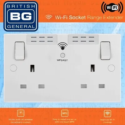 BG Electrical Wi-Fi Repeater Double Switched 13A Power Socket 922WR-01 • £5.50