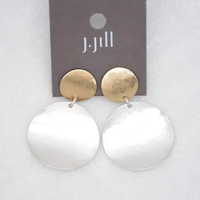 J.jill Jewelry Two Tone Matte Silver Vintage Antique Unique Thin Drop Earrings • $7.99