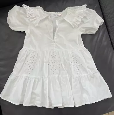 Zara Kids White Cotton Girl Dress Toddler 2-3 Y Pre Owned  • $18.99