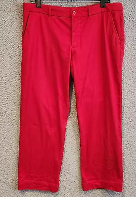 RALPH LAUREN SPORT Pants Womens Size 14 Red Cropped Casual Straight Leg 34X25.5  • $10.88