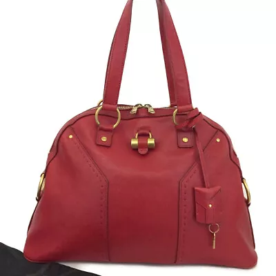 Yves Saint Laurent Muse Leather Red Shoulder Tote Bag/9Y0968 • £57.02