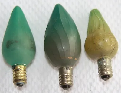 Vintage Antique Christmas Light Bulbs LOT OF 3 Unusual Aqua Colored Cone Ribbed • $9.94