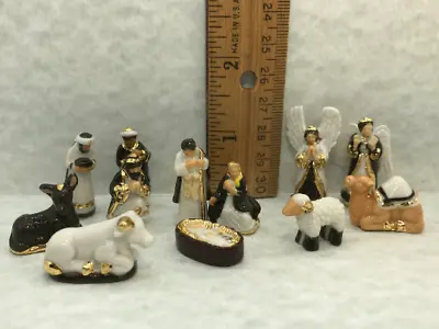 Elegant Mini NATIVITY 12pcs Creche French Feves Porcelain Figurines Miniature • $39.95