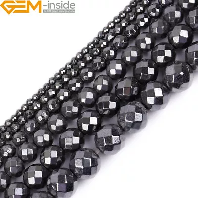 Faceted Stone Magnetite Natural Black Hematite Beads For Jewelry Making 15  • $5.52