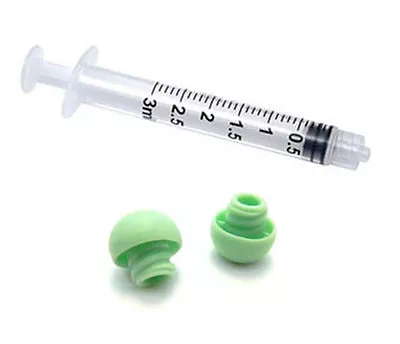 3ml LOCK Luer Syringes With Caps - 50 White Syringes 50 GREEN Caps (No Needles) • $21.59