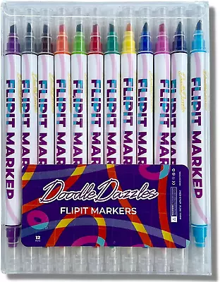 DoodleDazzles FlipIt Markers - Double-Sided Color-Changing Magic Markers - Ar... • $28.83