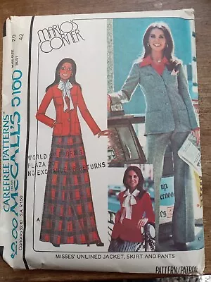 McCall's 5160 Marlo Thomas 1976  Maxi Skirt Jacket Size 20 Partially Cut • $6.50