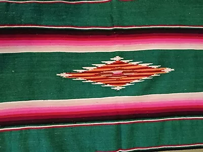 Vintage Mexican Southwest Hand Woven Serape Wool Throw Wall Hanging Table Runner • $45