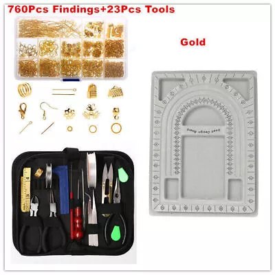 Jewellery Making Findings Kit DIY Wire Pliers Set Starter Tools Necklace Repair • $16.19