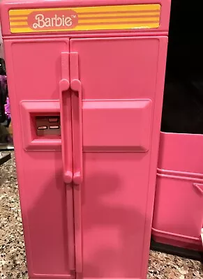 Vintage 90s Barbie Kitchen Set Sink Dishwasher Stove Fridge Hot Pink • $5.99