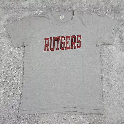 Vintage Rutgers Scarlet Knights Shirt Adult Large Gray Short Sleeve Champion USA • $23.92