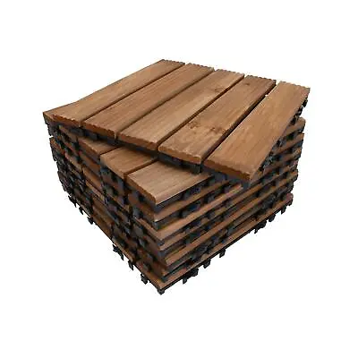 Hardwood Decking Non Slip Tiles Wooden Garden Flooring Quick Click Fitment • £45.28