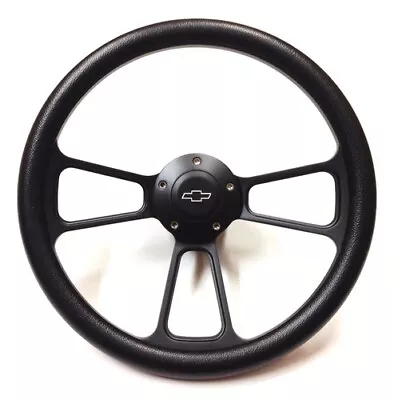 1974-1994 Chevy Pick Up Truck 14  Black On Black Steering Wheel + Adapter • $201.87