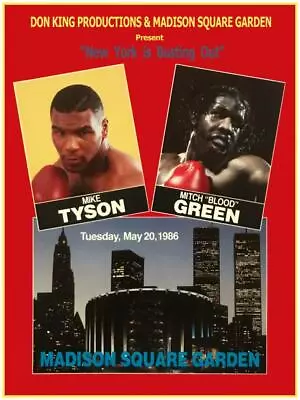 Mike Tyson Vs Mitch BLOOD Green - POSTER Boxing Fight NYC At MSG 1986 • $26.95