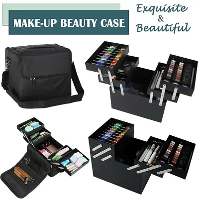 Portable Large Beauty Make Up Nail Tech Cosmetic Box Vanity Case Storage Bag NEW • £14.99