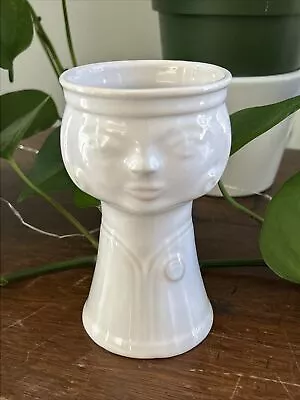 VEB HALDENSLEBEN Pottery German Mid Century Modern Figural White Face Vase 8309 • $39.99