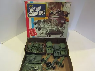 Vintage Processed Plastics Co Action Army Set Military Soilders Tanks Cannon Box • $149.87