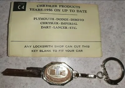 $9.95 • Buy Vintage Uncut 1956 Up Chrysler Key Blank Key Chain Dodge Plymouth Mopar 