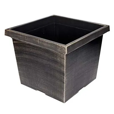 30L Black Bronze Large Plant Pot Outdoor Garden Square Plastic Flower Planter • £13.99