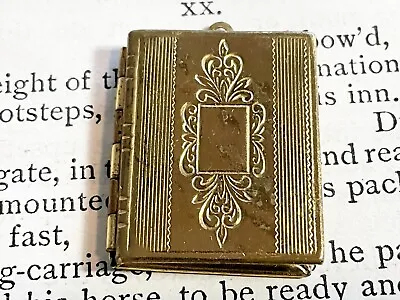 Vintage Gold Tone Book Shape Locket Pendant • $24