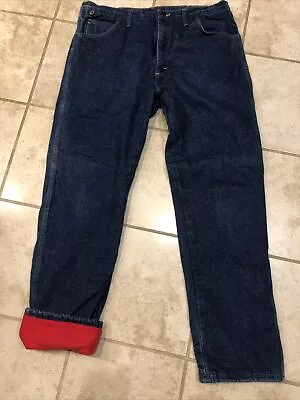 Wrangler Men's Rugged Wear Fleece Lined Heavyweight Denim Jeans Dark Wash 36x32 • $20