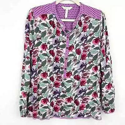Matilda Jane Women Dusk Or Dawn Floral Rayon Embroidered Top Blouse Purple Sz L • $21.99