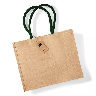 Jute Classic Shopper Bag Westford Mill Reusable Shopping Carrier Sack Tote • £7.59