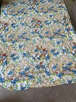£49.68 • Buy Vintage 1980s Smurfs Comforter Blanket Polyester Twin 104” X 77” Quilted As Is