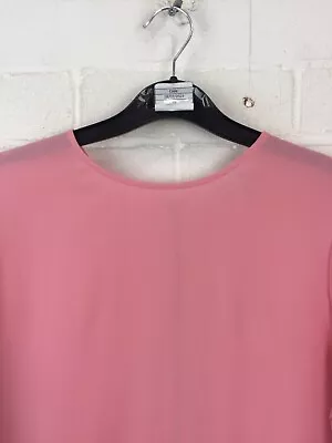 Warehouse Pink Long Sleeve Crew Neck Zip Back Top Size UK 10 #CE • £6