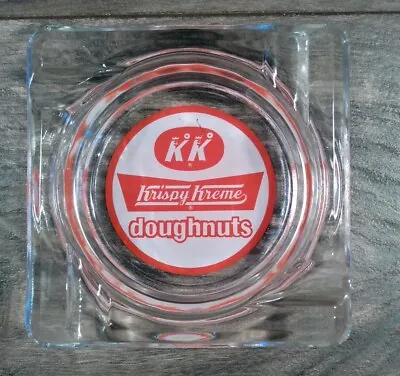 Krispy Kreme Donuts Square Glass Ashtray With Vintage KK Logo Four Slot • $29.99