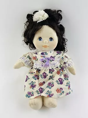 Vintage Mattel My Child Doll Blue Eyes Brunette Brown Hair Floral Dress Purple B • $100