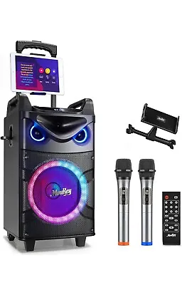 Moukey MTS10-2 10” Woofer Karaoke Machine DJ Lights Portable Bluetooth • $195.49