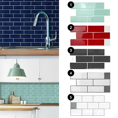 £5.95 • Buy 3D Peel And Stick Tile Stickers Kitchen Wall Tile Bathroom Mosaic Self Adhesive